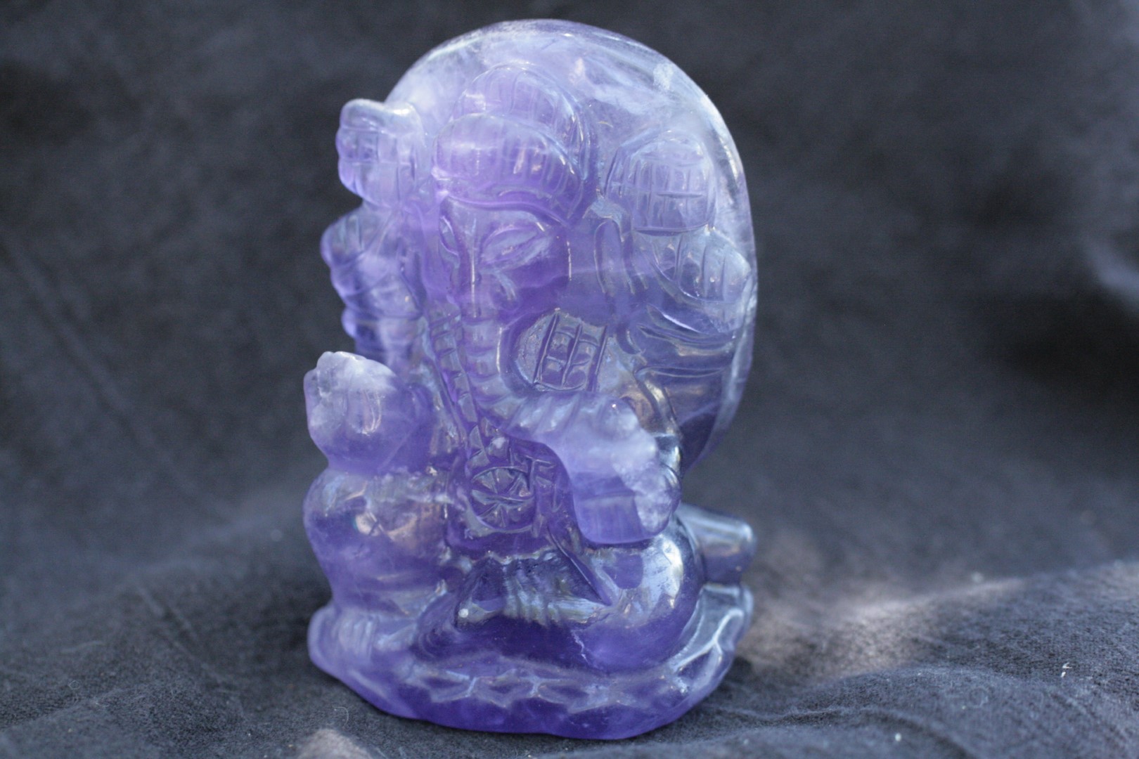 Ganesha  Purple Fluorite Carving 5489